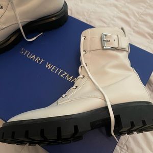 Beautiful Stuart Weitzman Lug Combat Buckle Boots size 7 1/2